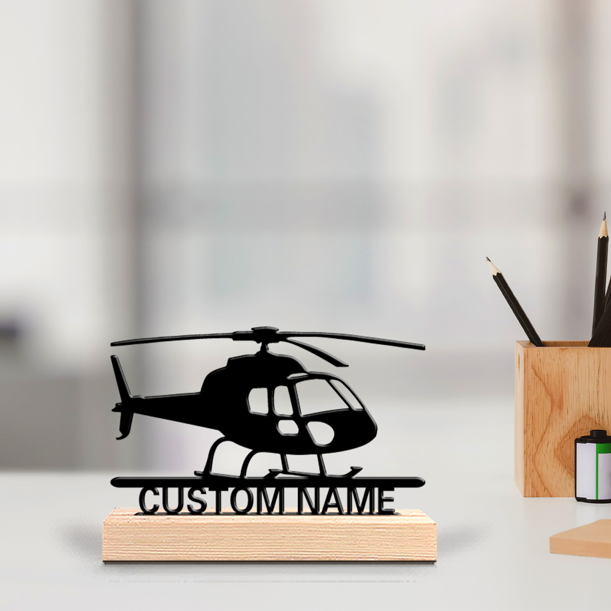 Sustainable Living Architecture - 1 Stück Ausgefallene Personalisierte Hubschrauber-Metallstatue mit
