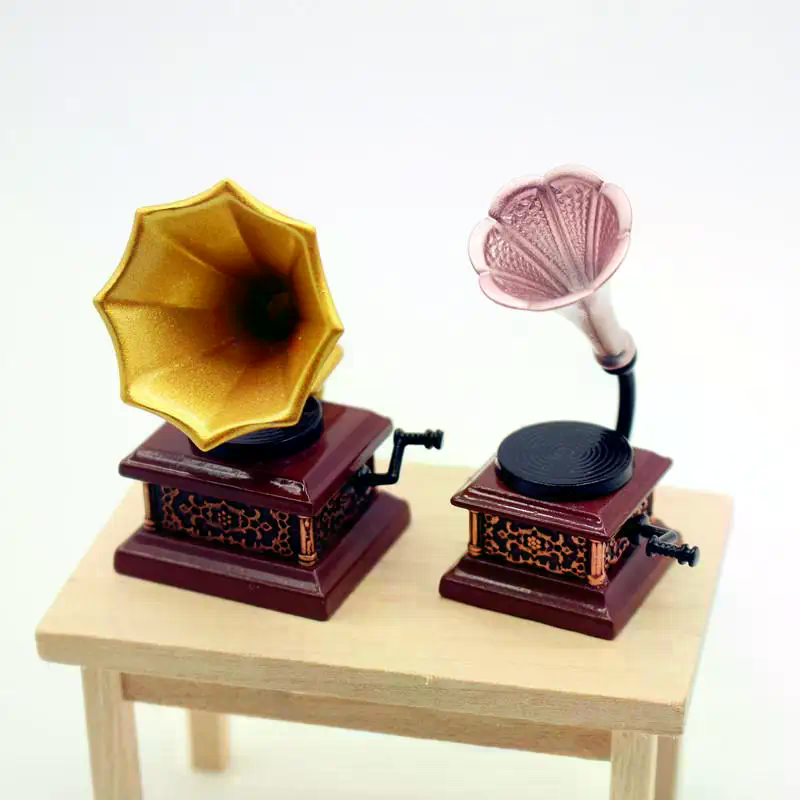 Sustainable Living Architecture - Puppenhaus Vintage Phonograph Miniaturen Modell Wohnzimmer