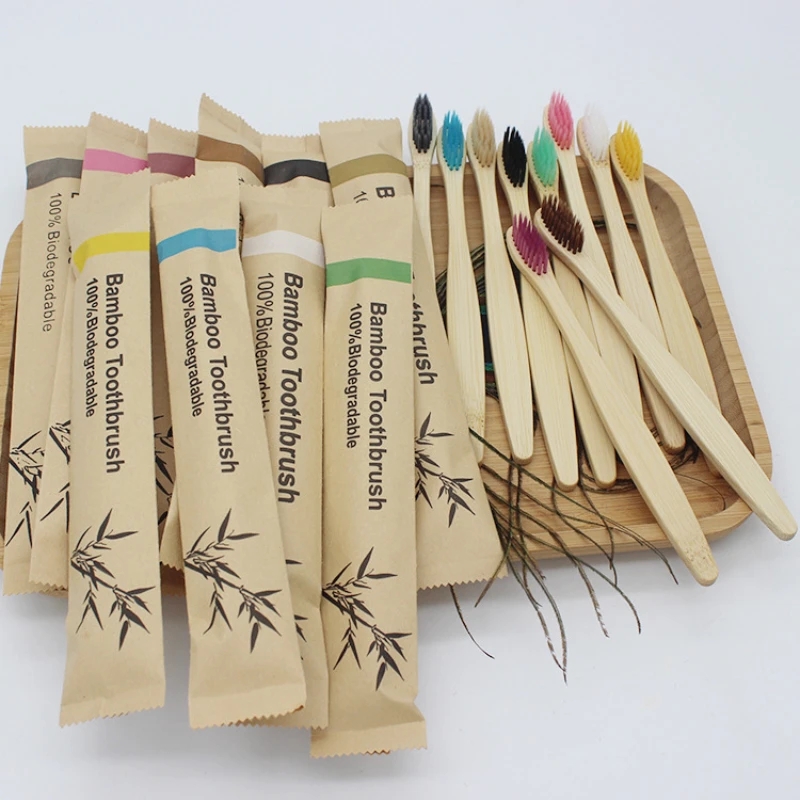 Bamboo Toothbrush Set - Bambus-Zahnbürsten, 100 Stück, umweltfreundlich, wiederverwendbare Zahnbürste,